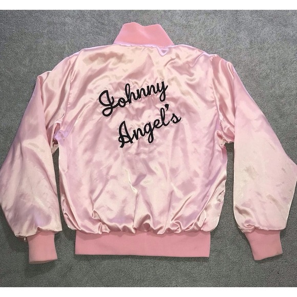 Vintage Birdie 90's Pink Satin Bomber Jacket Johnny Angel's Women's Large USA‎ - Picture 1 of 16